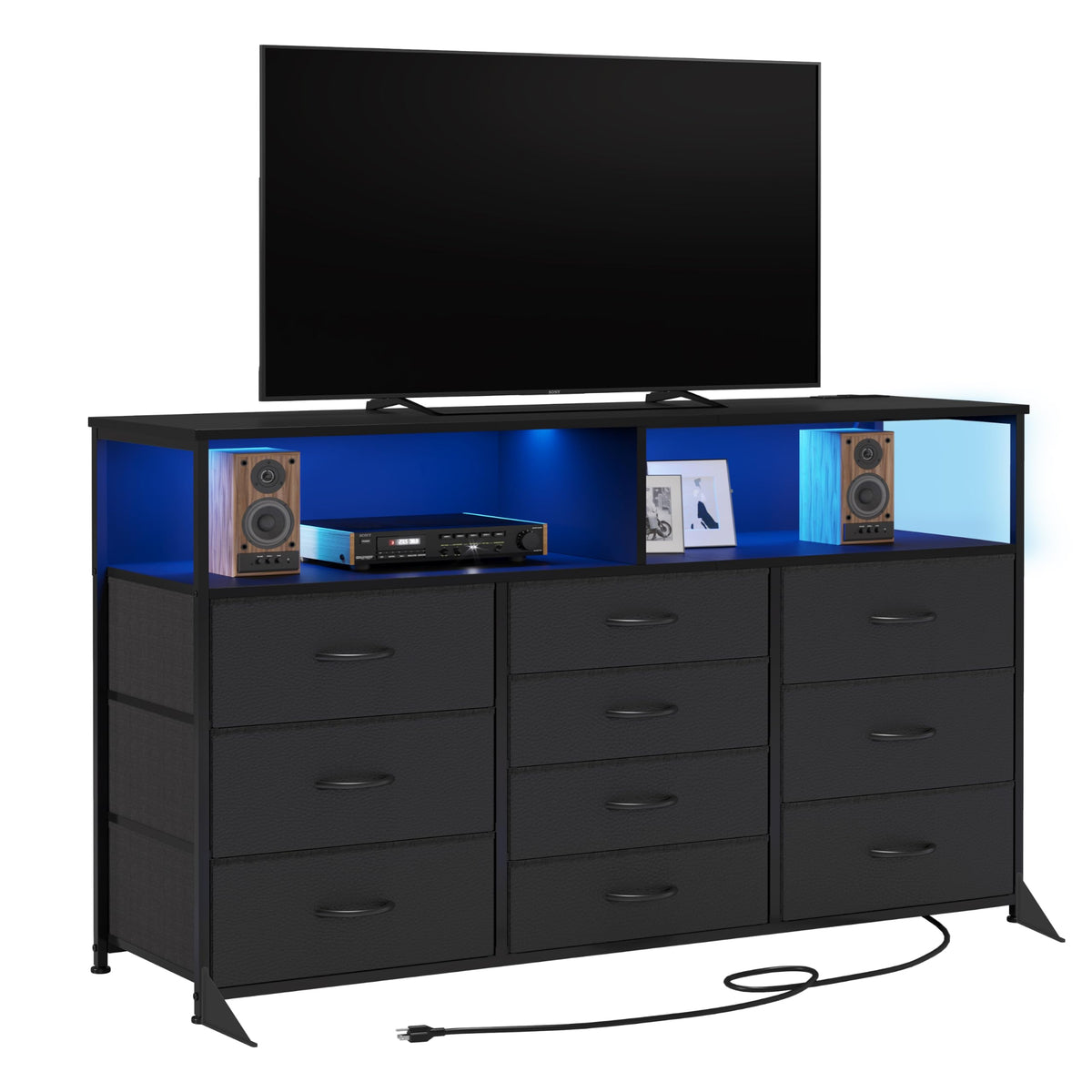 55" W 10 Drawers Dresser with LED J640215
