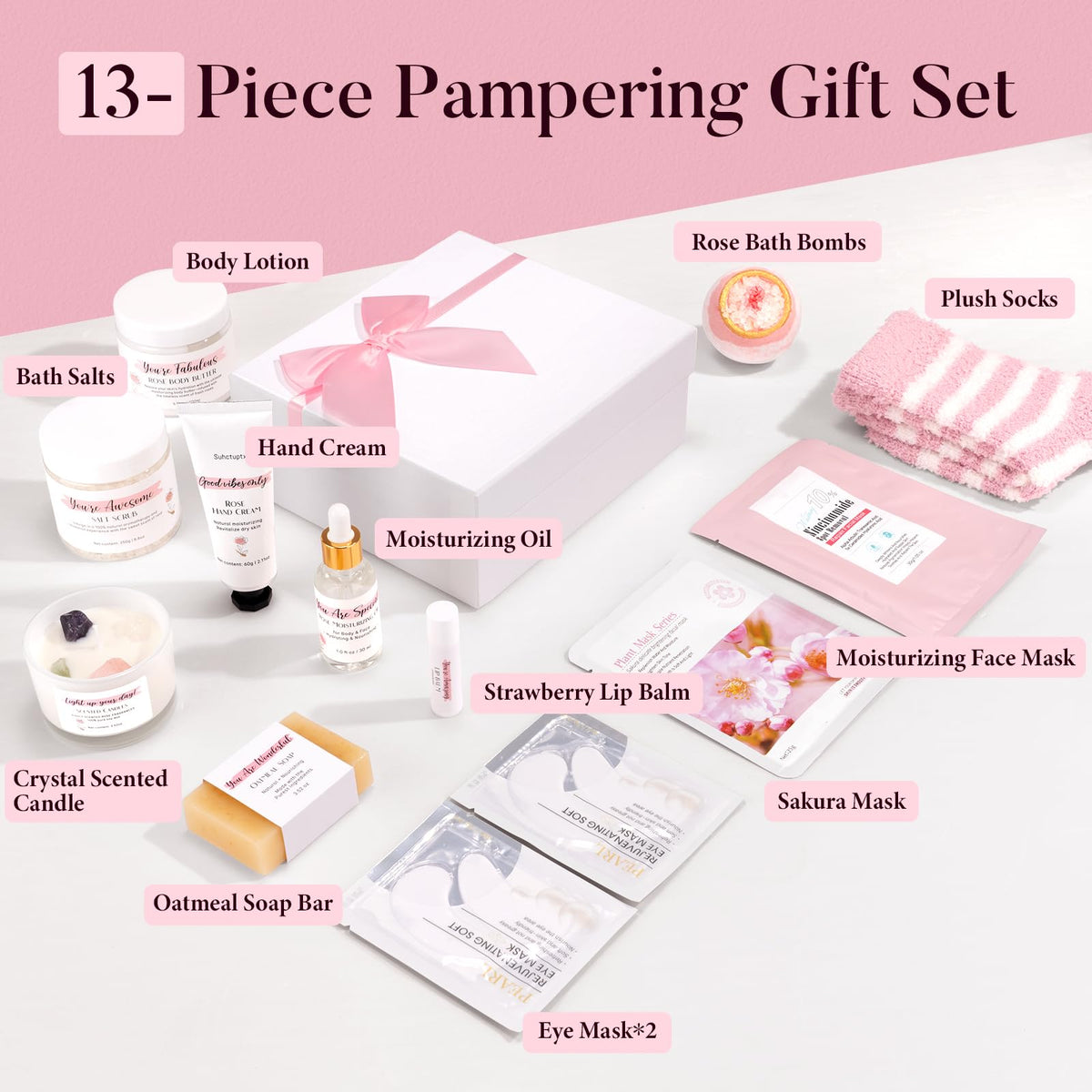 Pink 13Pcs Spa Bath Set Z322973