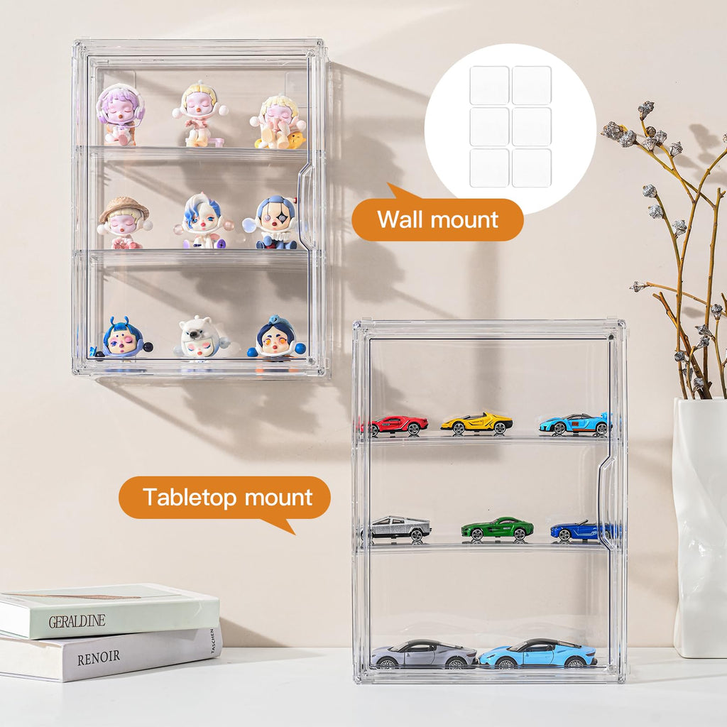3 Tier Clear Acrylic Display Case with Magnetic Door C950