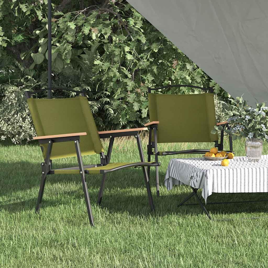 Green Oxford Fabric Folding Camping Chairs 2 Pack Z358