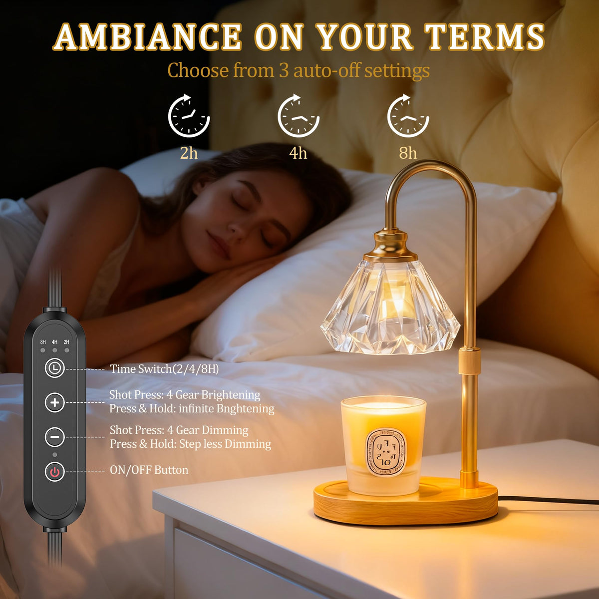 Dimmable Adjustable Candle Warmer Lamp with Timer H9022