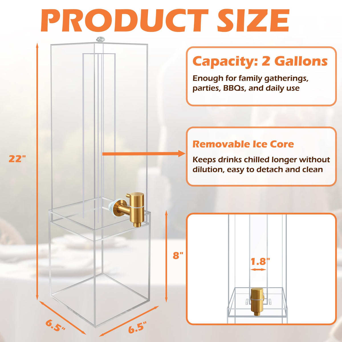 2 Gallon Drink Dispenser with Airtight Valve and Acrylic Stand X9688
