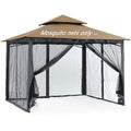 10x12 Gazebo Replacement Mosquito Netting 4-Panel Sidewall Screen with Zipper Black Y782