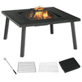 34" Fire Pit with Grill Spark Screen Poker Cover Black E67706