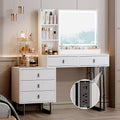 White Vanity Desk with Mirror and 5 Sliding Drawers I6289