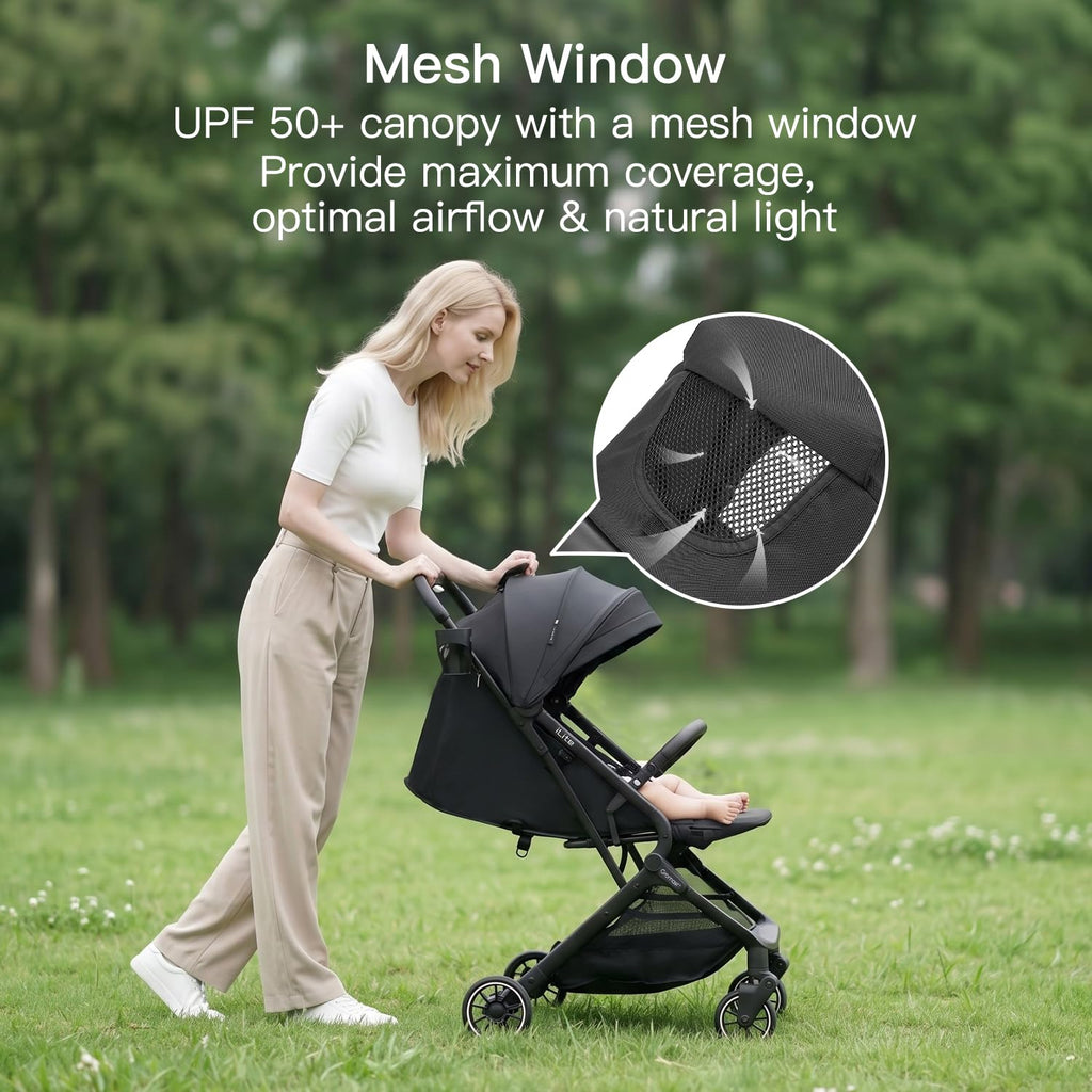 Black Lightweight Fold Baby Stroller with Canopy and Cup Holder Z78025