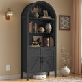 Black 5-Tier Arched Bookshelf with Door S231147