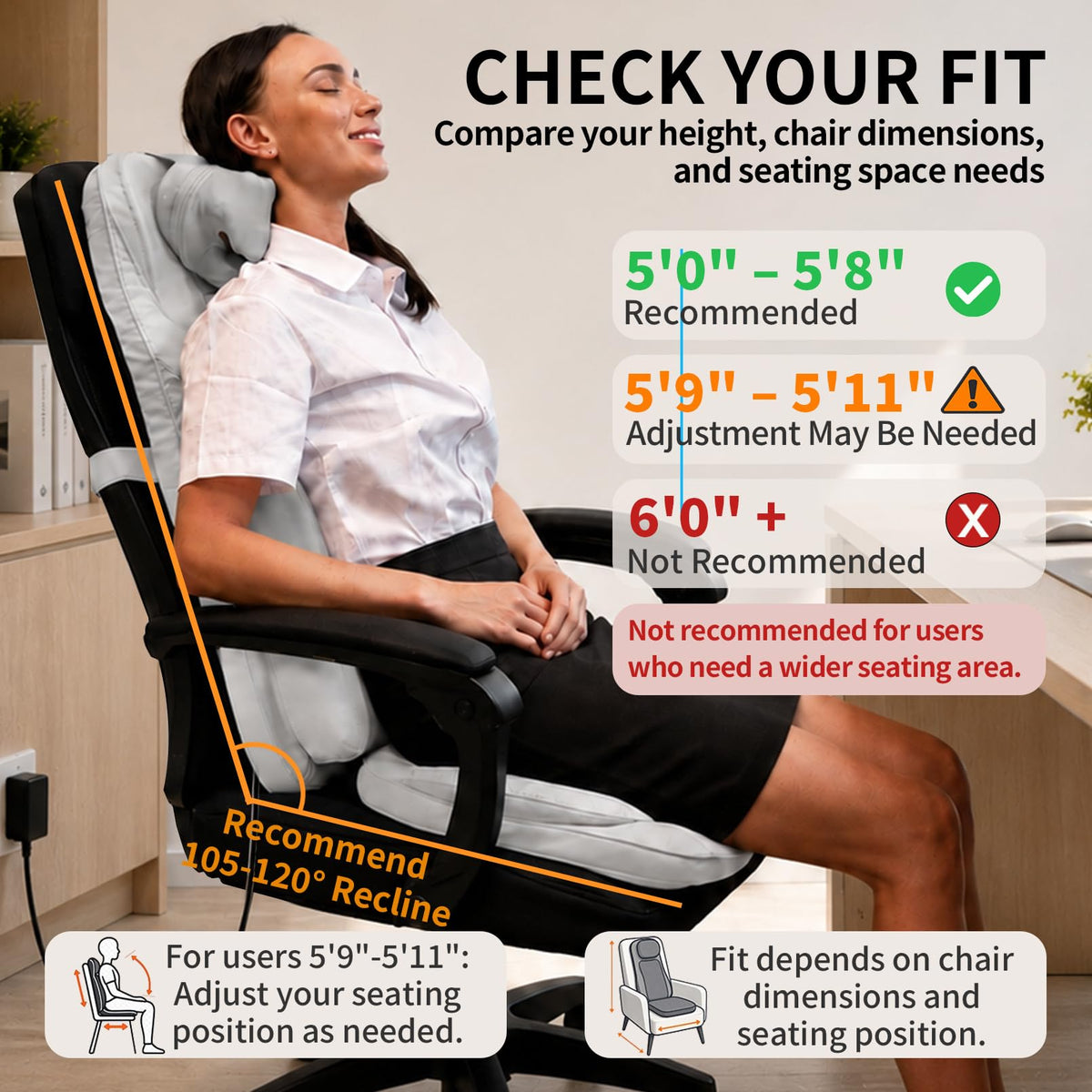 Massage Chair Pad with Heat, Navy Blue I49895