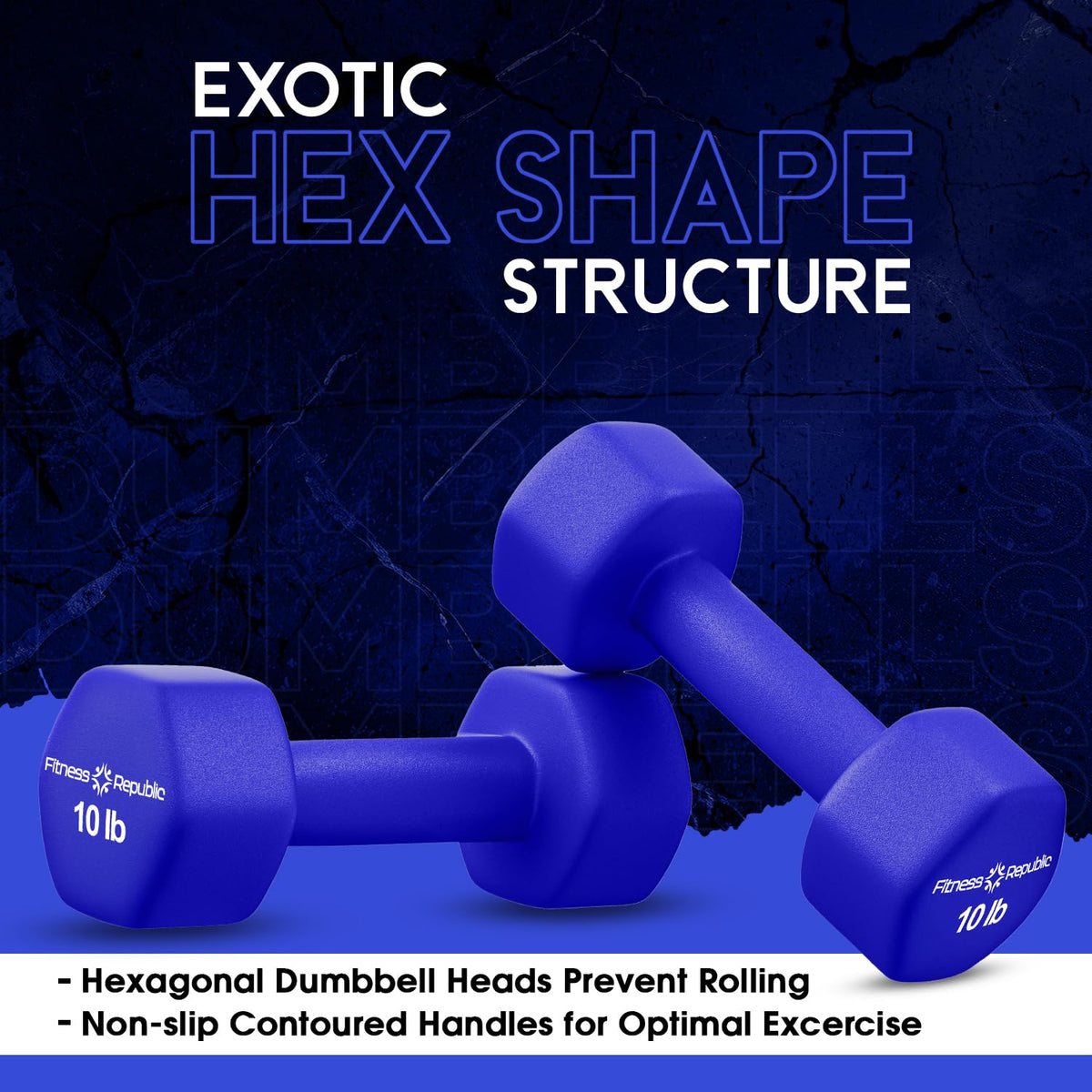 Neoprene Dumbbell Set of 2 Non-Slip Hex Shape H43003