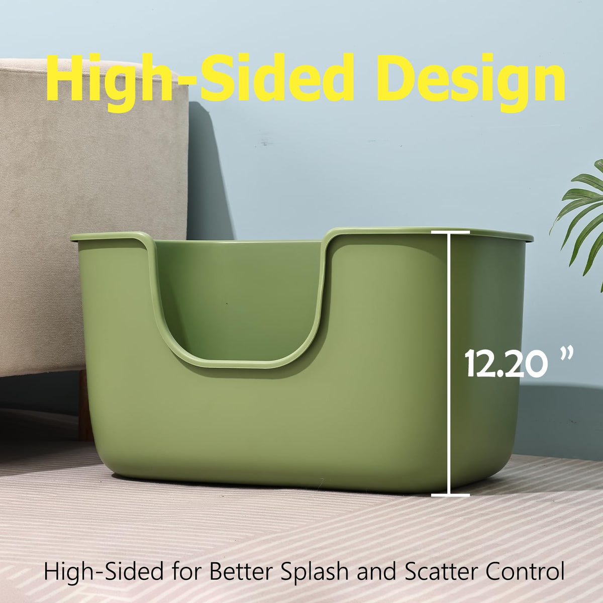 Extra Large Low Entry Cat Litter Box with High Sides O548753