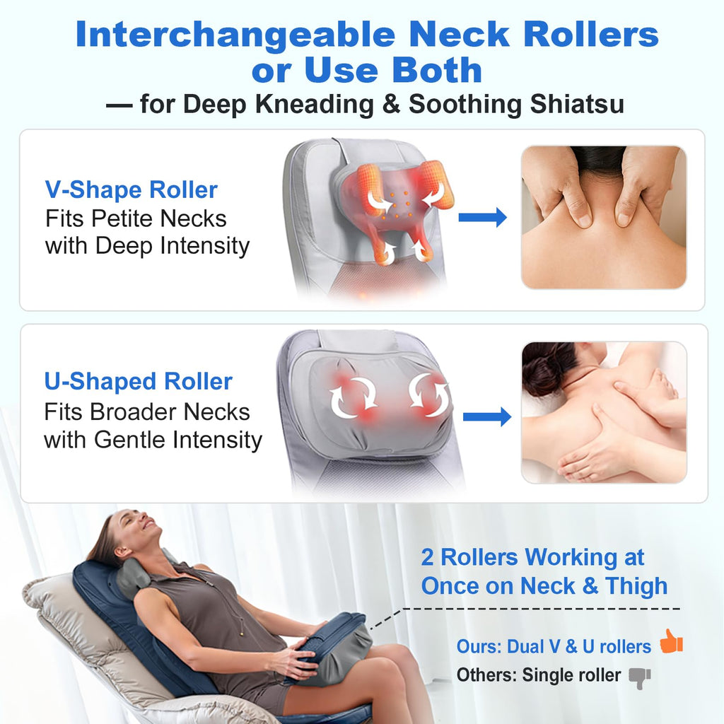 Massage Chair Pad with Heat, Navy Blue I49895