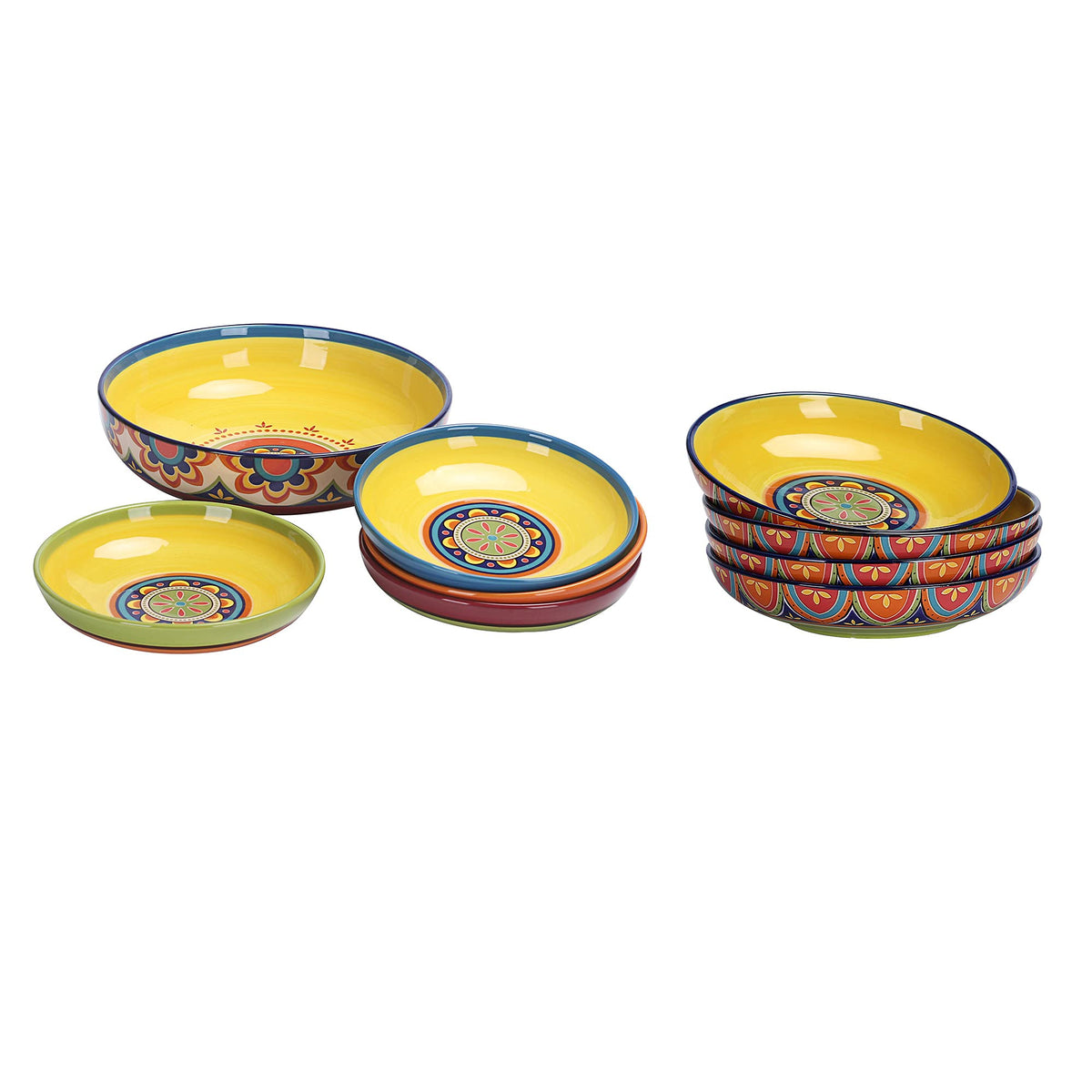Ceramic Pasta Bowl Set of 9, Microwave & Dishwasher Safe F682