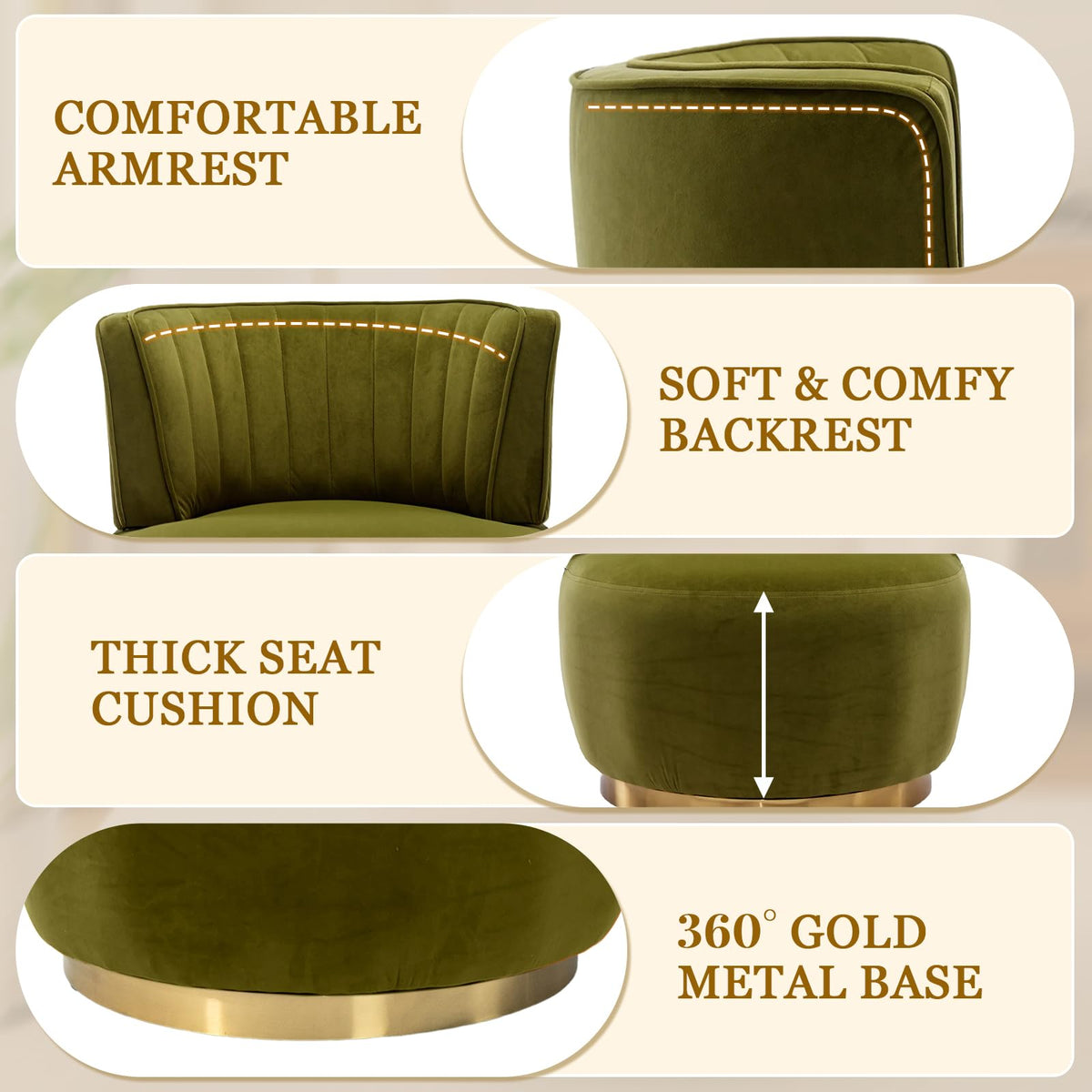 Velvet Swivel Barrel Chairs Set of 2 X91166