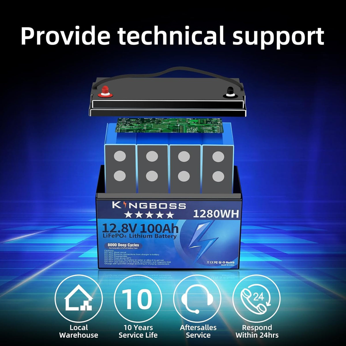 12V 100Ah LiFePO4 Lithium Battery with 100A Smart BMS F818