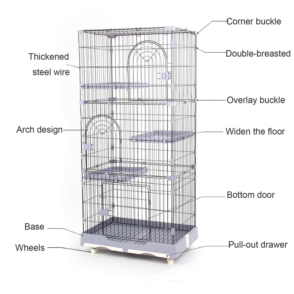 Foldable 4 Tier Detachable Cat Cage with Hammock N75856