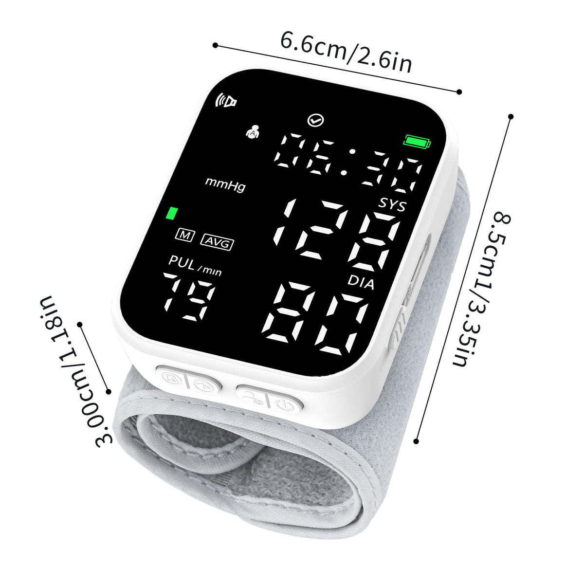 Black Digital Rechargeable Wrist Blood Pressure Monitor S734361