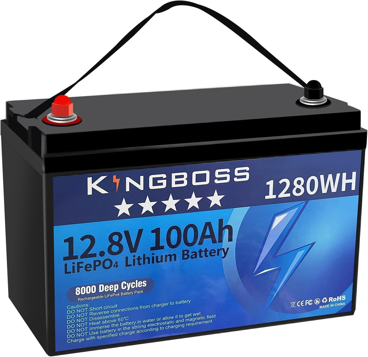 12V 100Ah LiFePO4 Lithium Battery with 100A Smart BMS F818