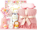 Spa Gift Basket with Blanket Candle Bath Bomb S991