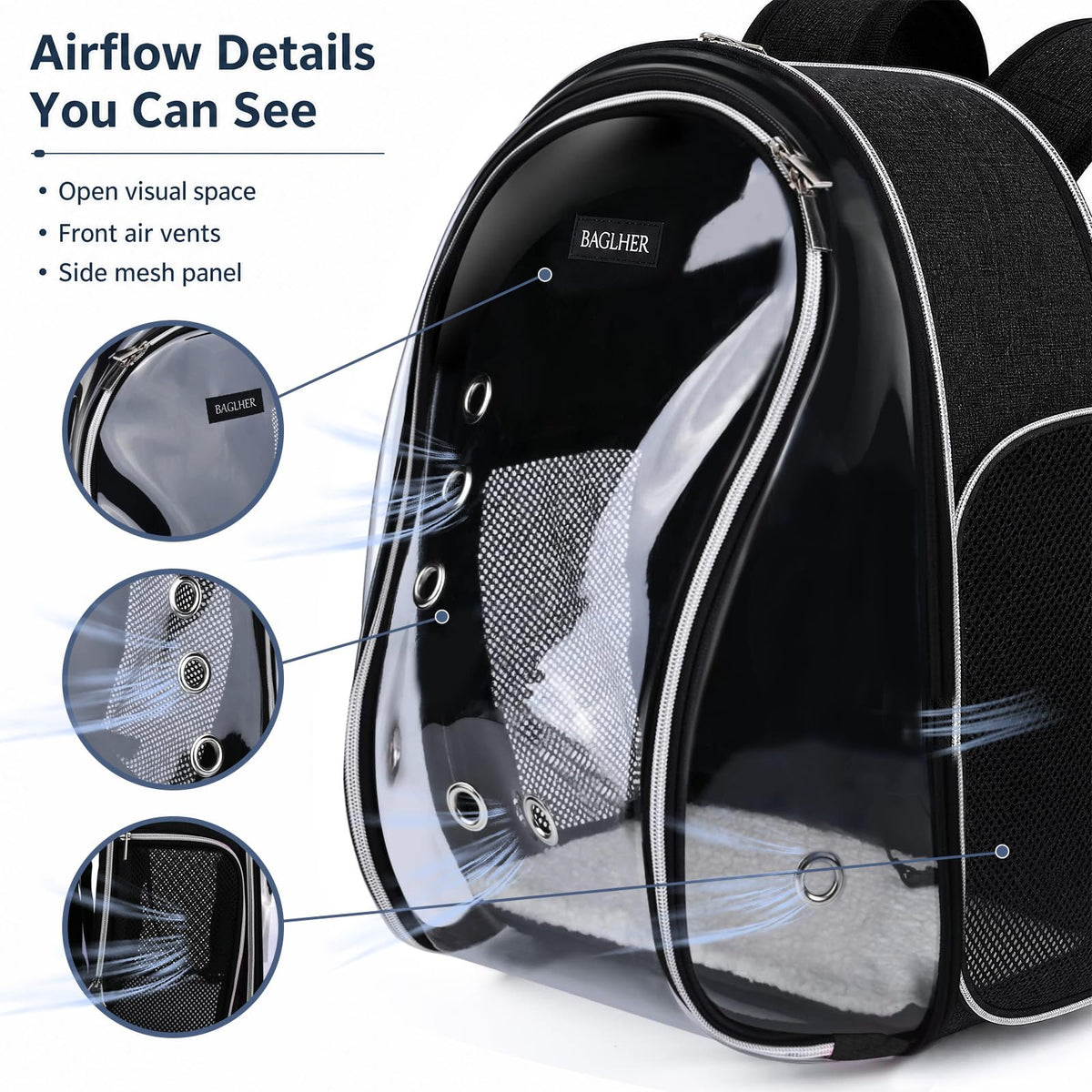 Cat Carrier Backpack Bubble 18 Lbs Black R8656