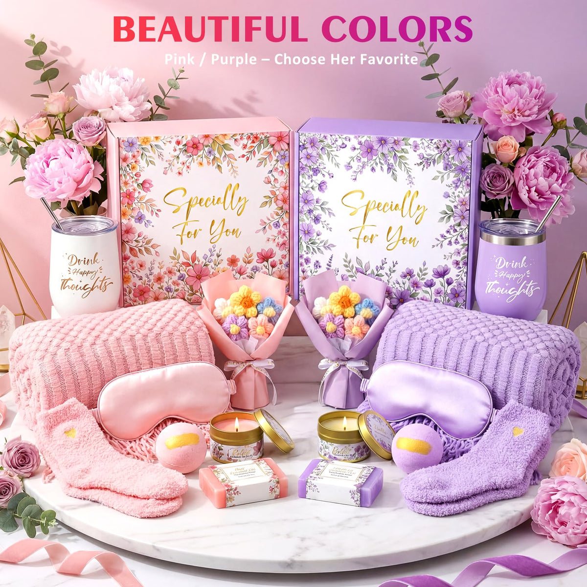 Spa Gift Basket with Blanket Candle Bath Bomb S991