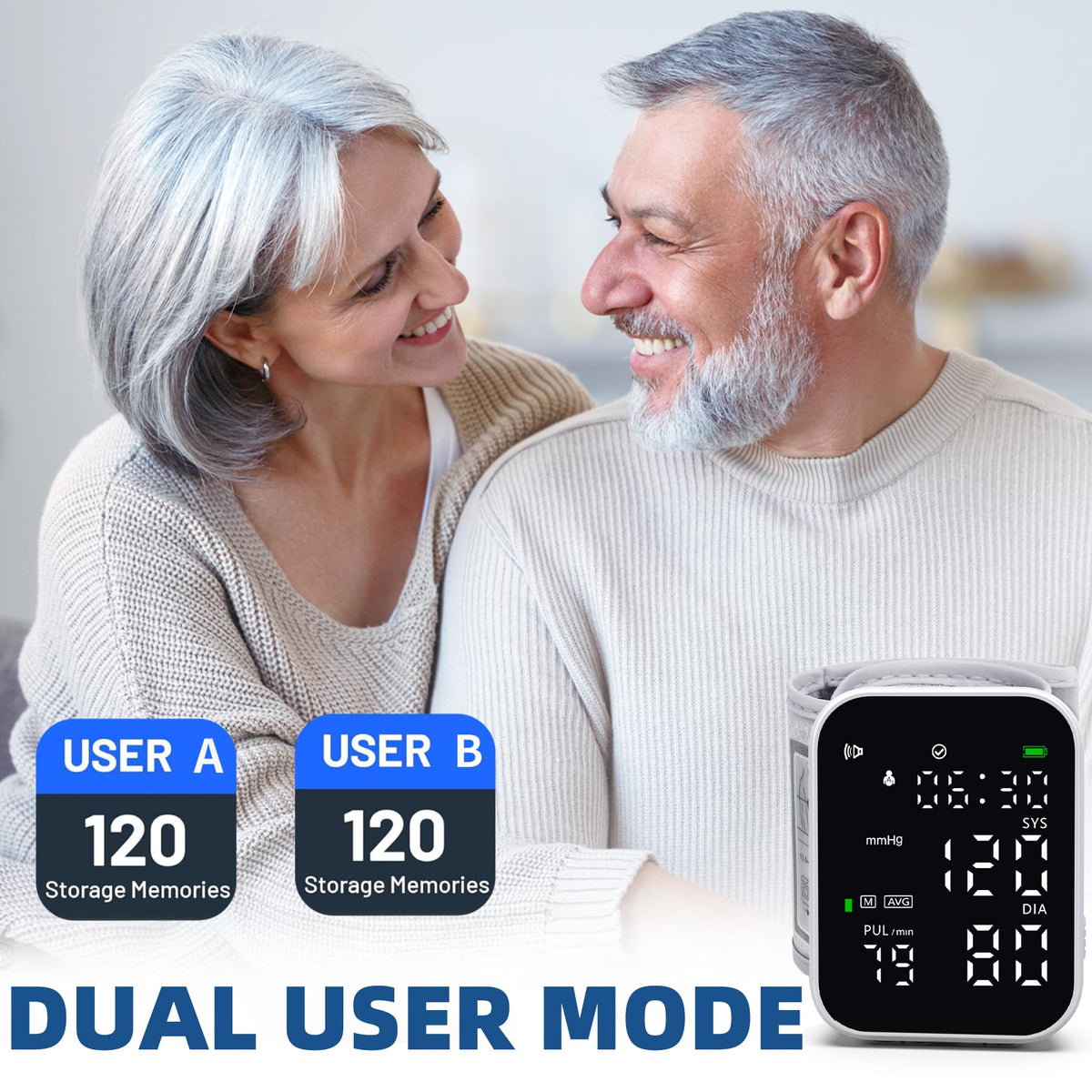 Black Digital Rechargeable Wrist Blood Pressure Monitor S734361