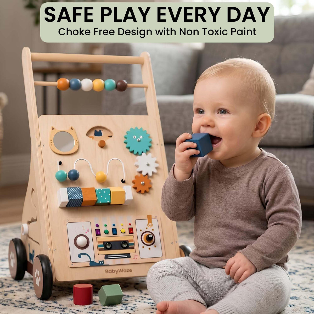 Wooden Baby Walker with Wheels U794572