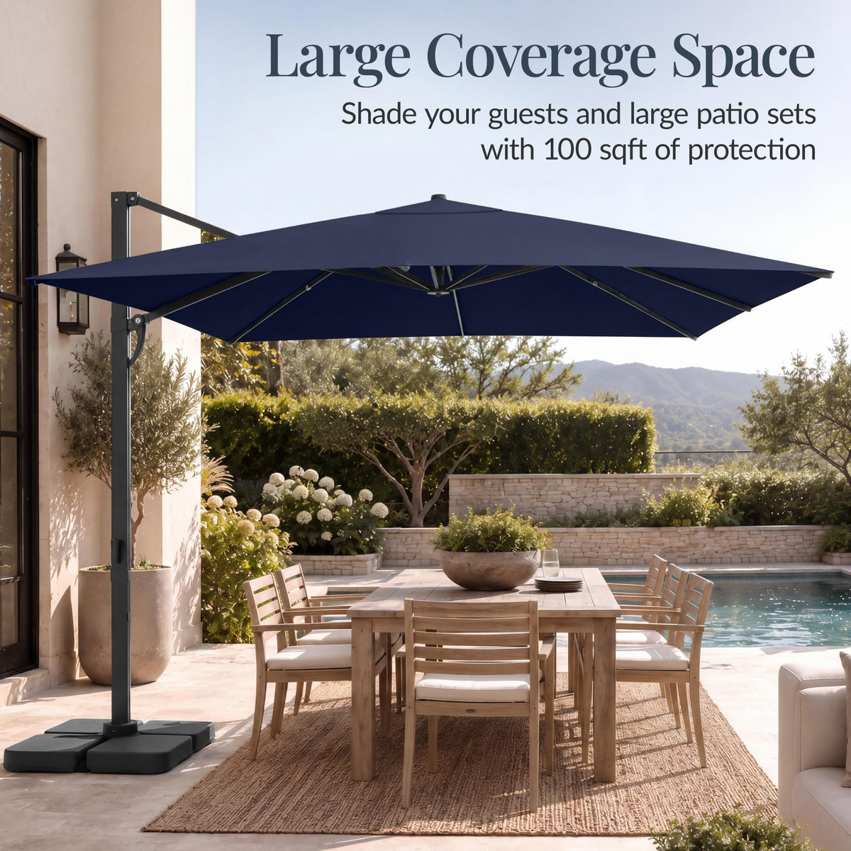 10x10ft Cantilever Patio Umbrella with 260 GSM Canopy and Aluminum Frame M434570