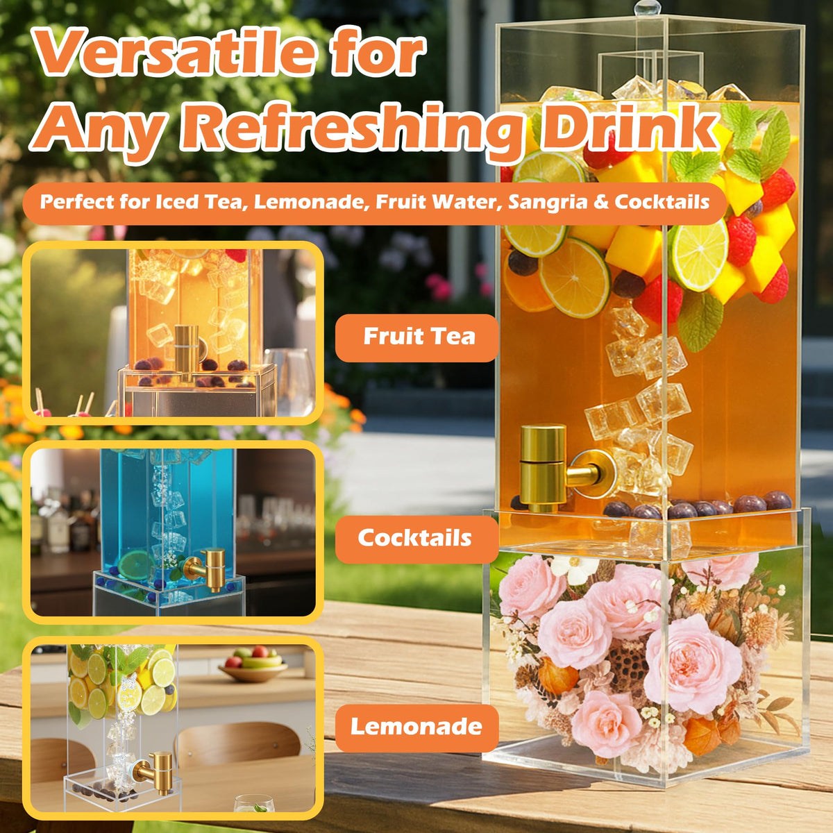 2 Gallon Drink Dispenser with Airtight Valve and Acrylic Stand X9688