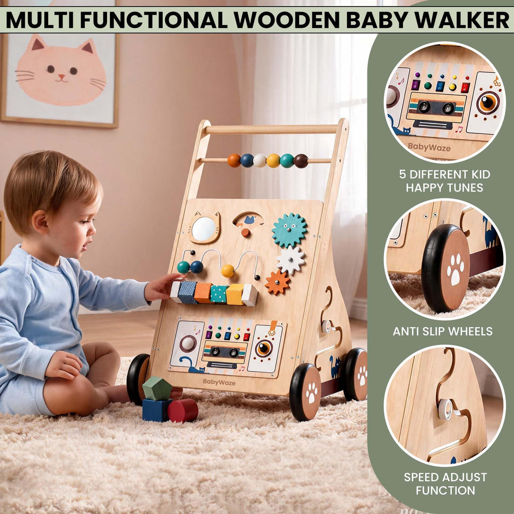 Wooden Baby Walker with Wheels U794572