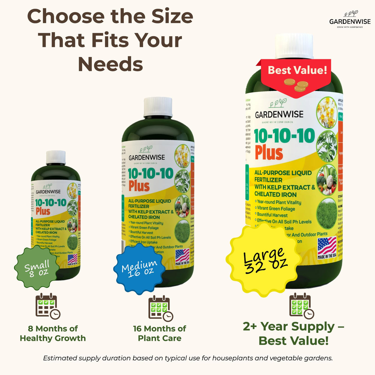 10-10-10 All Purpose Liquid Fertilizer with Seaweed Kelp & Iron 16 oz V588