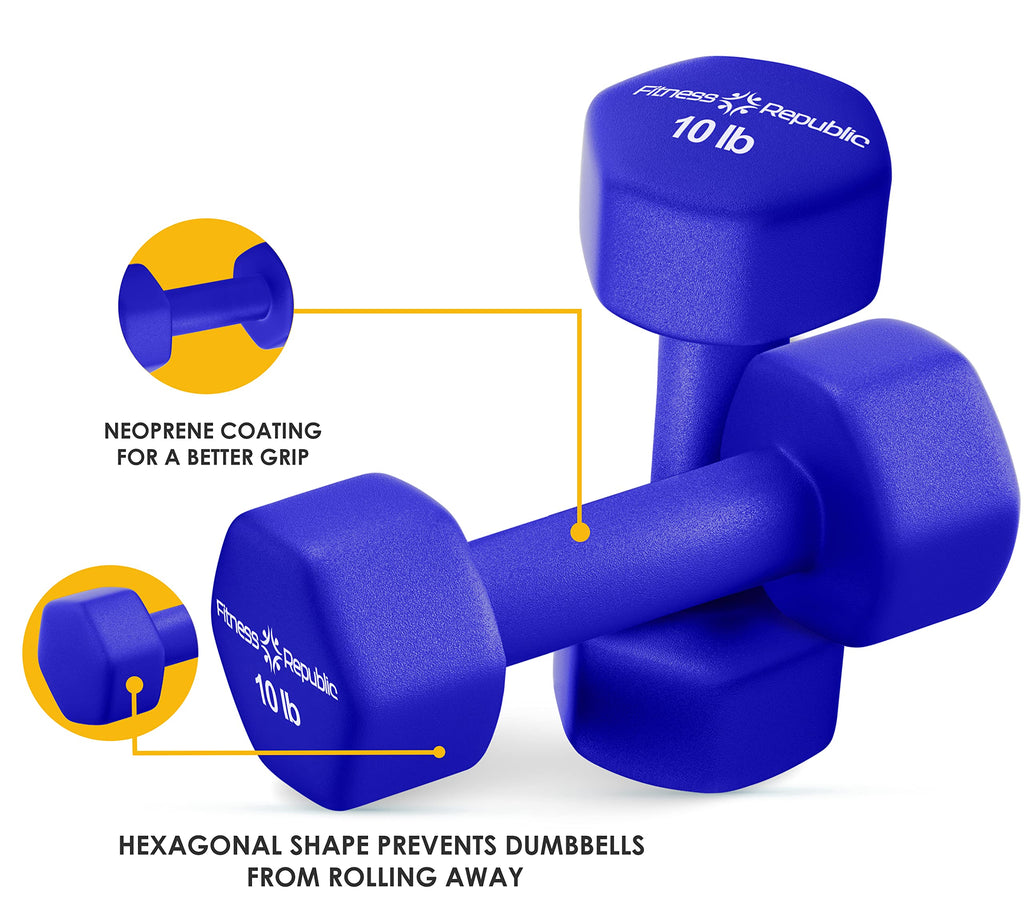 Neoprene Dumbbell Set of 2 Non-Slip Hex Shape H43003