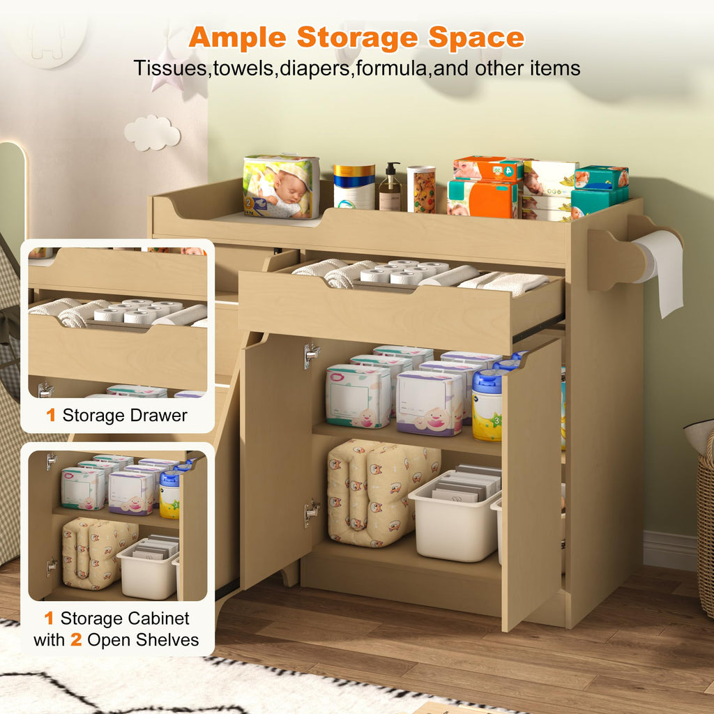 Oak Baby Changing Table with Drawers and Stairs V290144