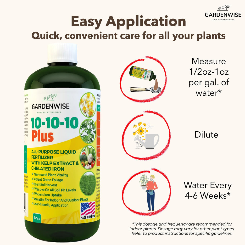 10-10-10 All Purpose Liquid Fertilizer with Seaweed Kelp & Iron 16 oz V588