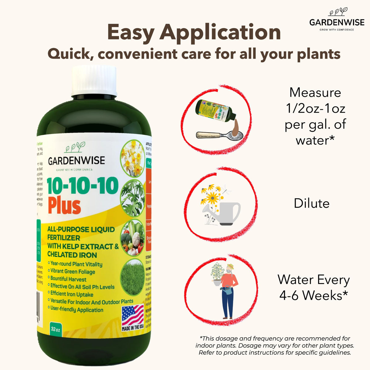 10-10-10 All Purpose Liquid Fertilizer with Seaweed Kelp & Iron 16 oz V588