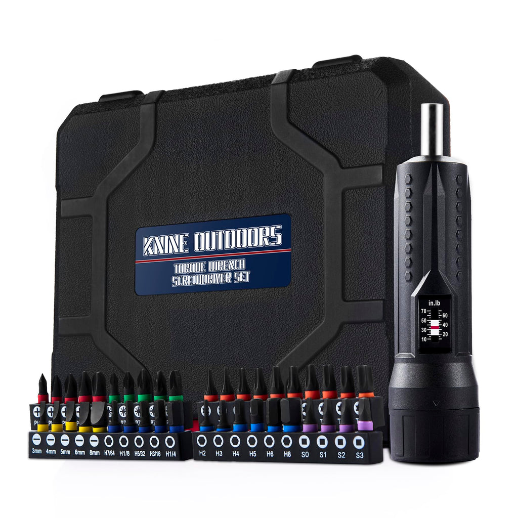 Torque Screwdriver Wrench Set 10-70 Inch Pounds with T-bar Handle, 40 Hex Bits, 1/4" Socket, Black G5608