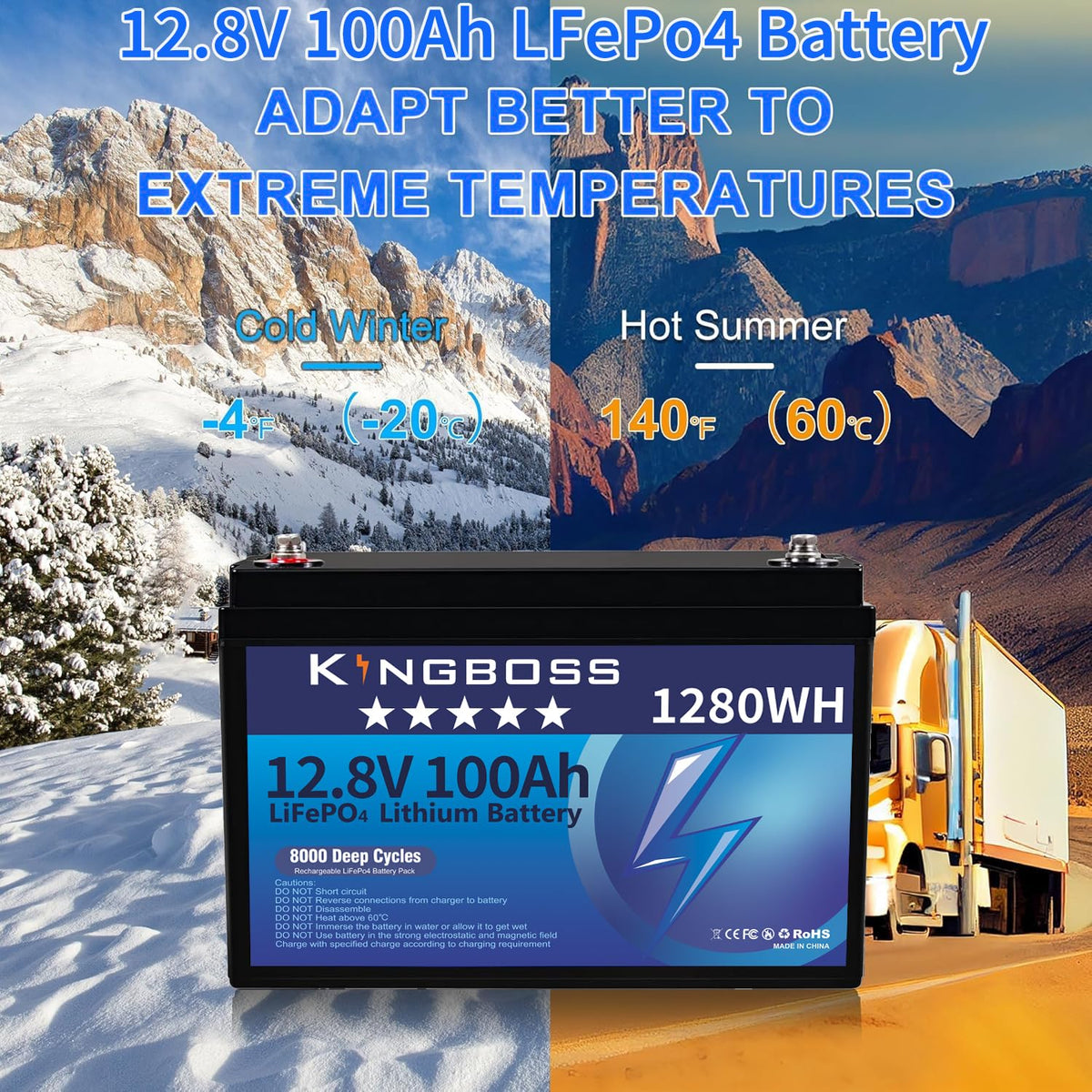 12V 100Ah LiFePO4 Lithium Battery with 100A Smart BMS F818
