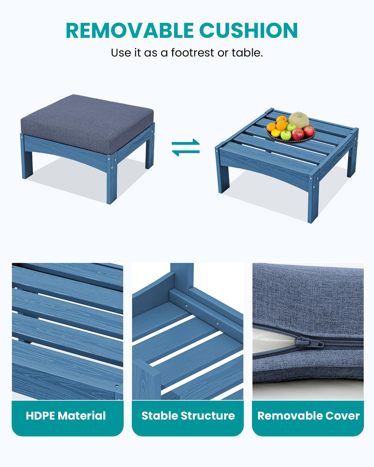9 Pieces Blue Outdoor Sectional Sofa Set V27039