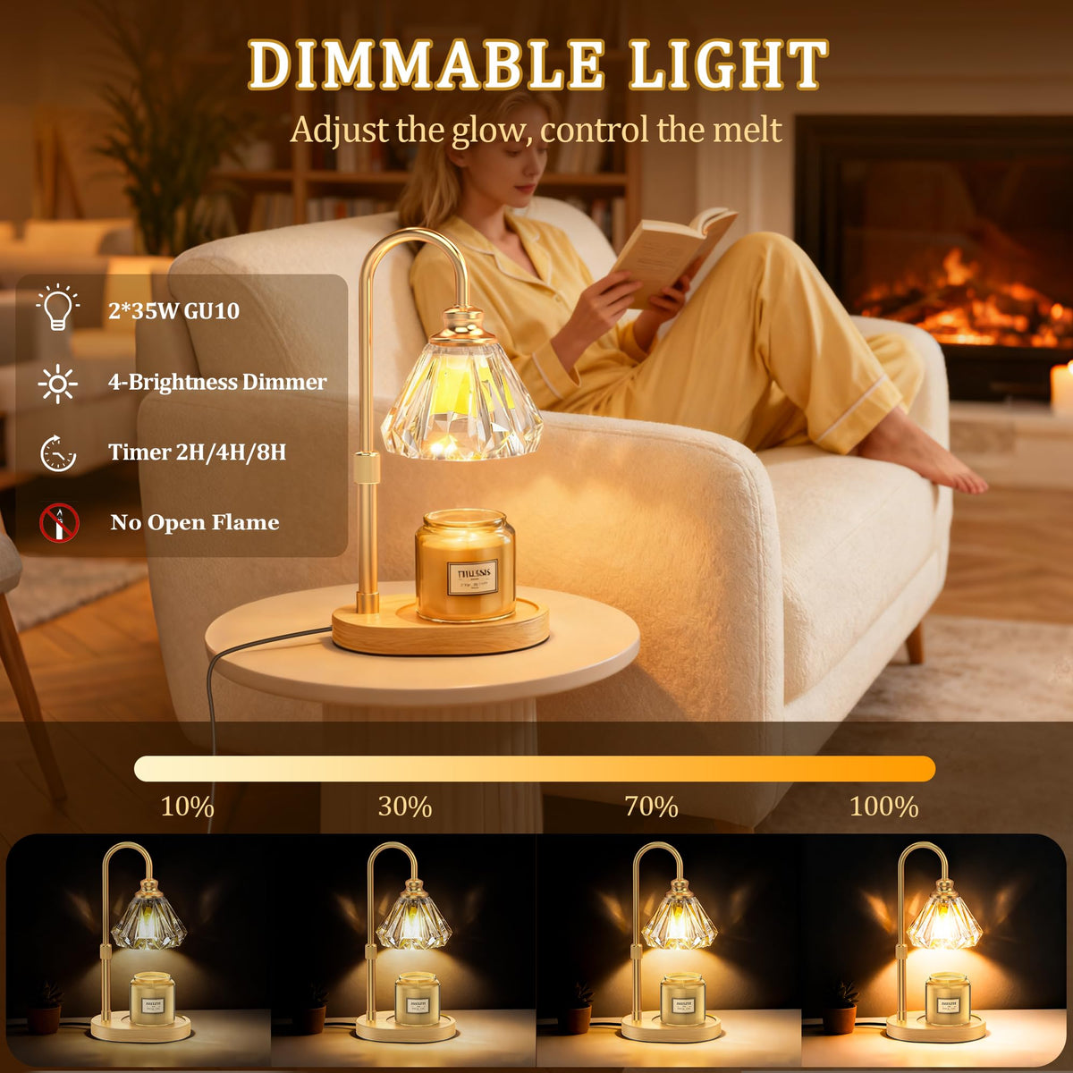 Dimmable Adjustable Candle Warmer Lamp with Timer H9022