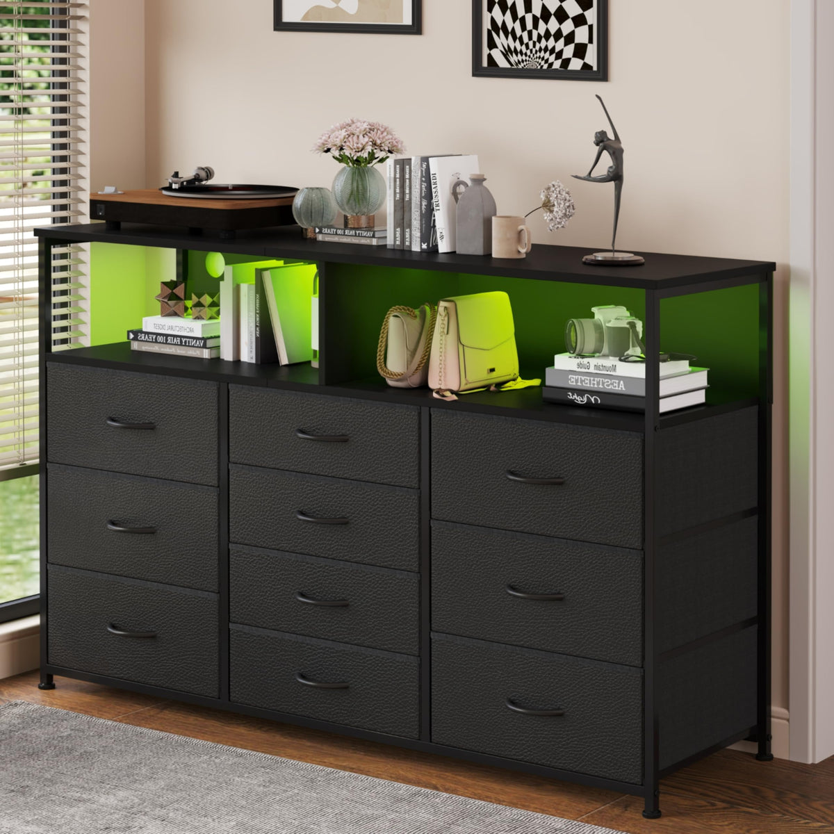 55" W 10 Drawers Dresser with LED J640215