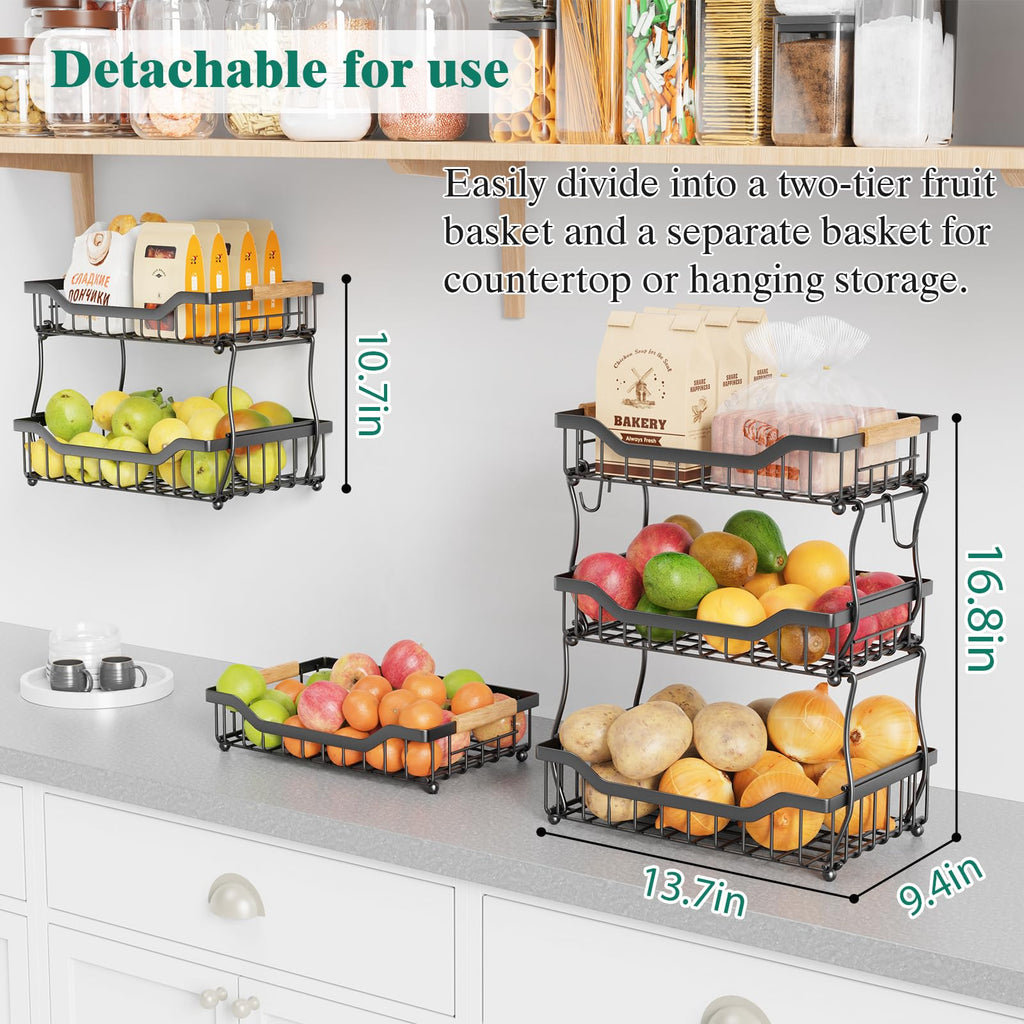 3 Tier Black Metal Wire Fruit Basket N300115