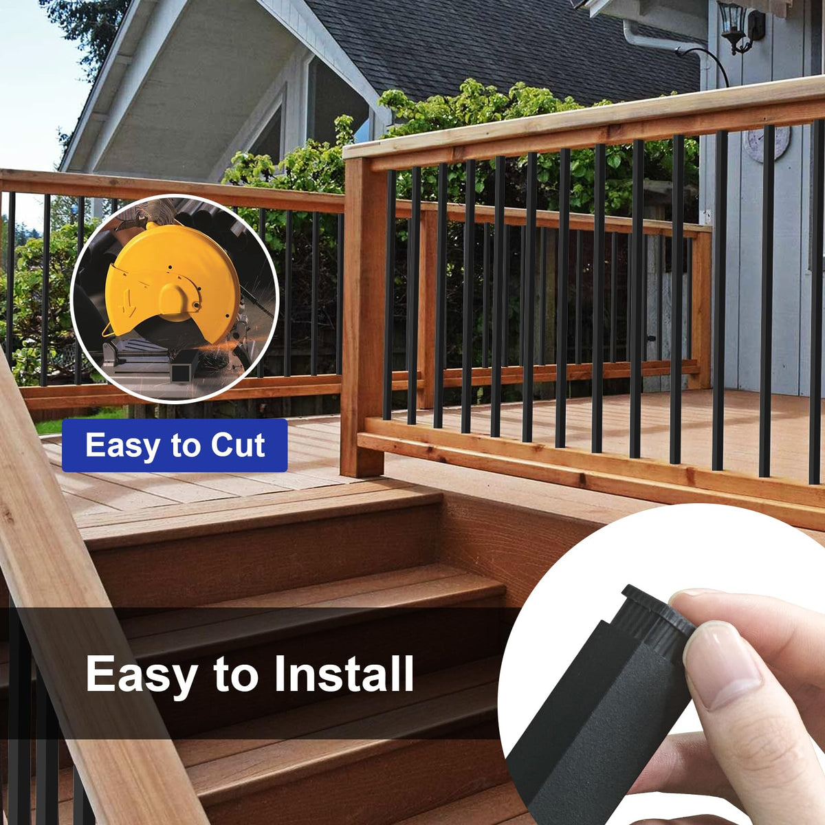 100 Pack 26" Square Black Aluminum Deck Balusters B477