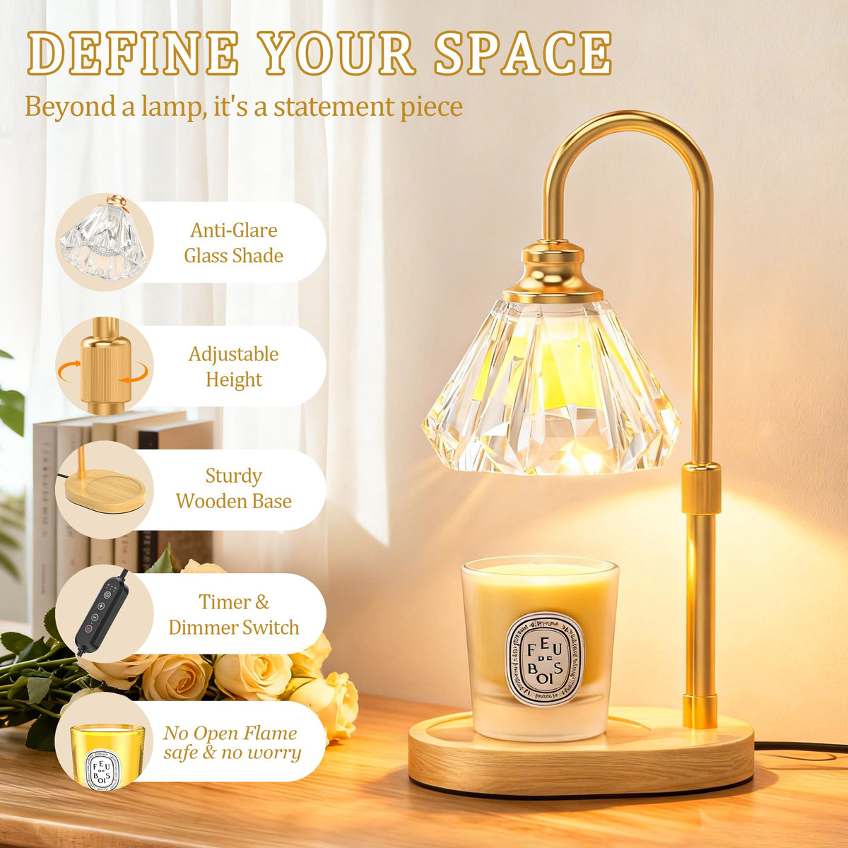 Dimmable Adjustable Candle Warmer Lamp with Timer H9022