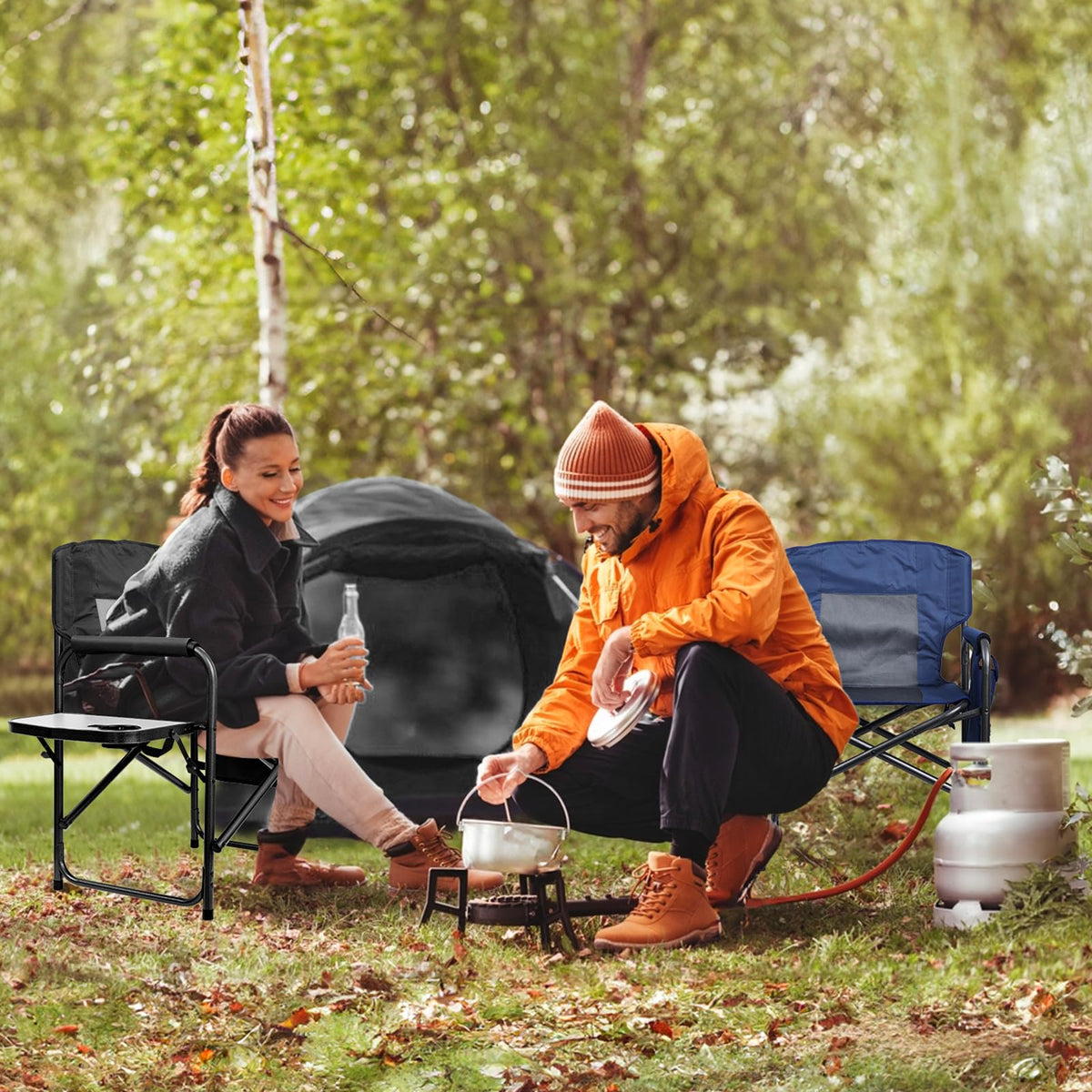 Camping Chairs, Folding Chairs for Outside, Directors Chairs Foldable Adults Heavy Duty, Support to 450LBS V6009