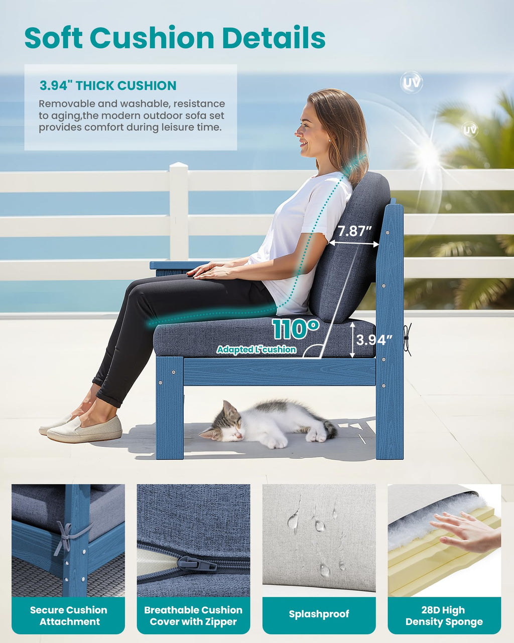 9 Pieces Blue Outdoor Sectional Sofa Set V27039