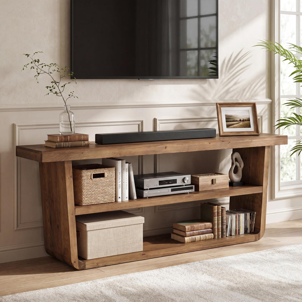 63" Solid Wood 3-Tier TV Stand I2224
