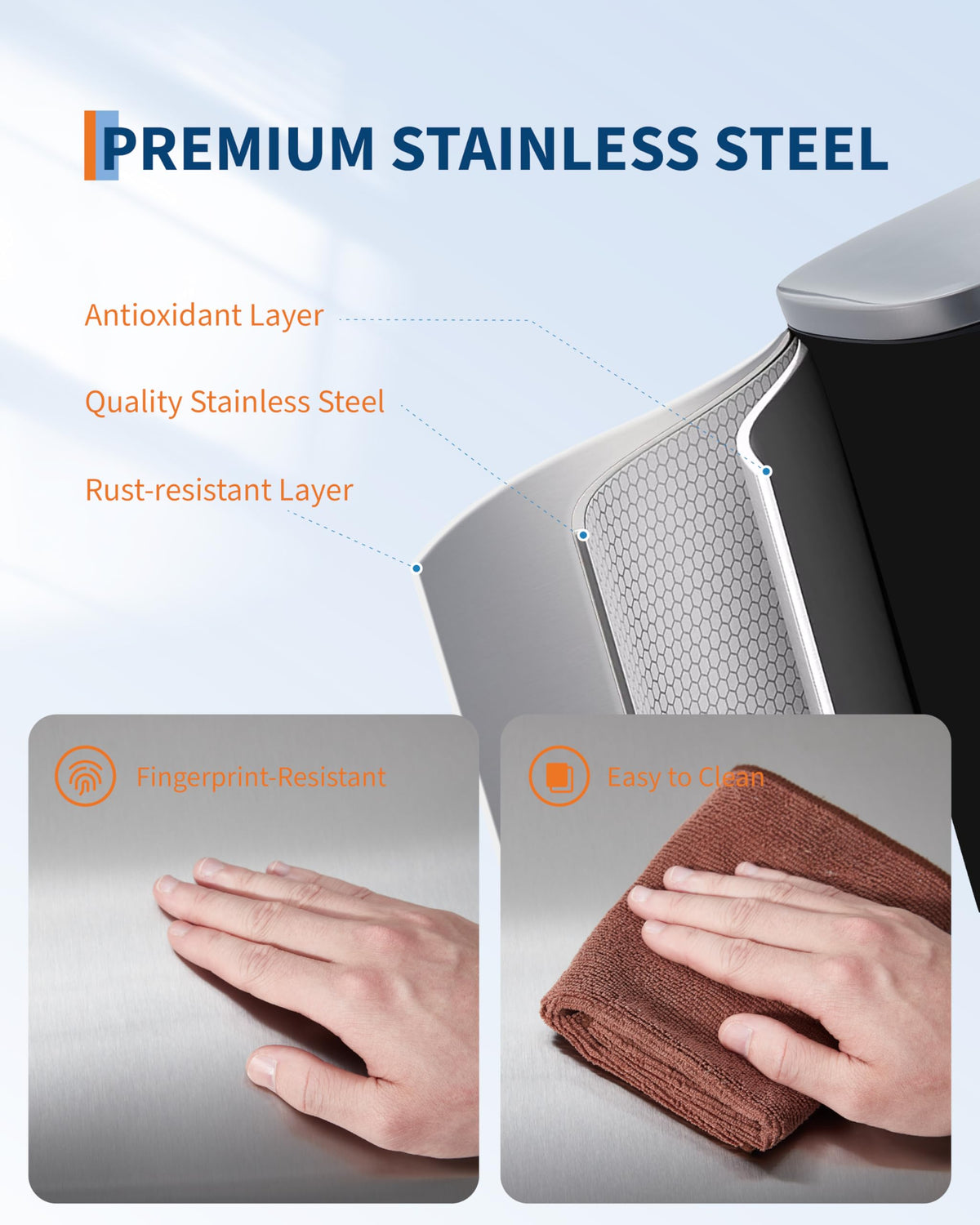 50L Stainless Steel Step Trash Can with Lid C367011