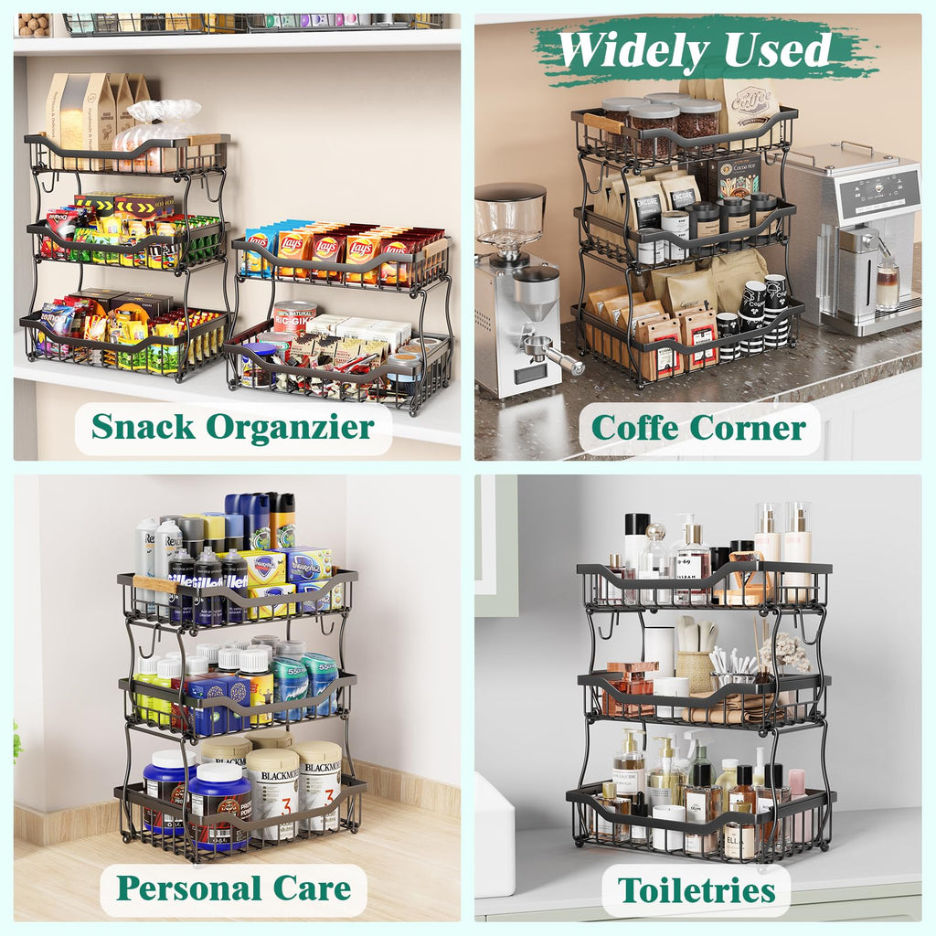 3 Tier Black Metal Wire Fruit Basket N300115