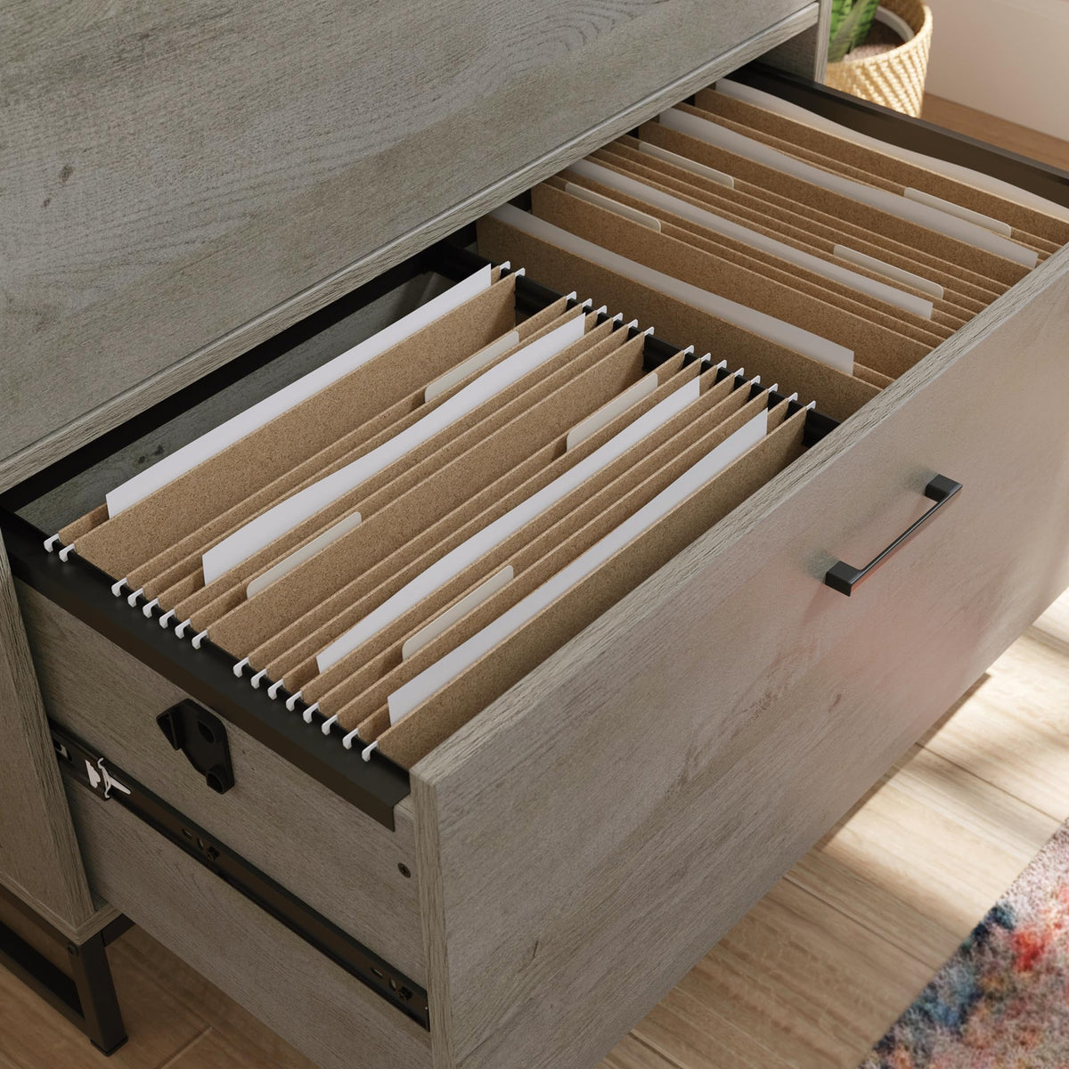 2-Drawer Wood File Cabinet with Metal Frame U3905