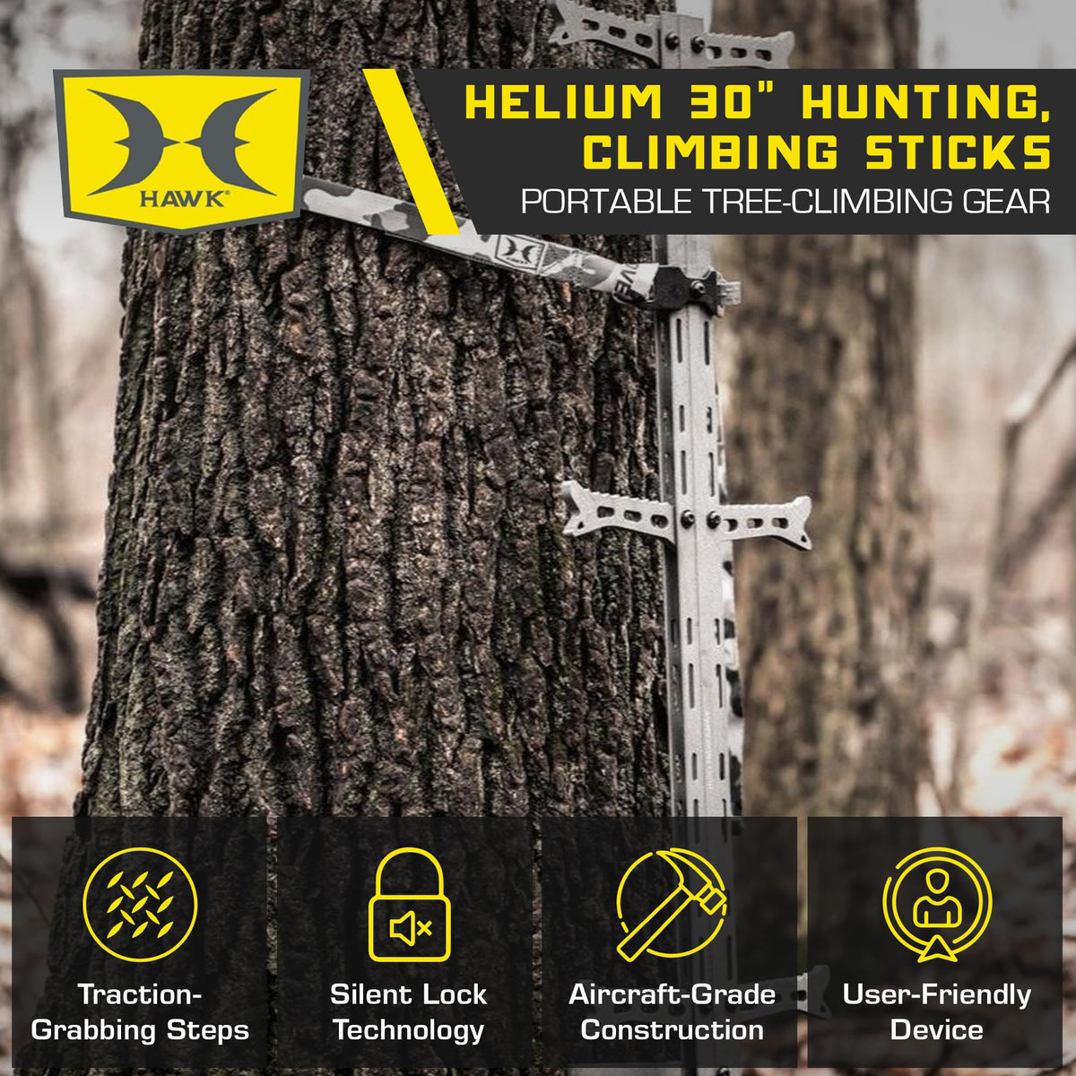 1-Person Tree Stand Platform & Set of 3 Climbing Sticks with Fold-Up Steps T751