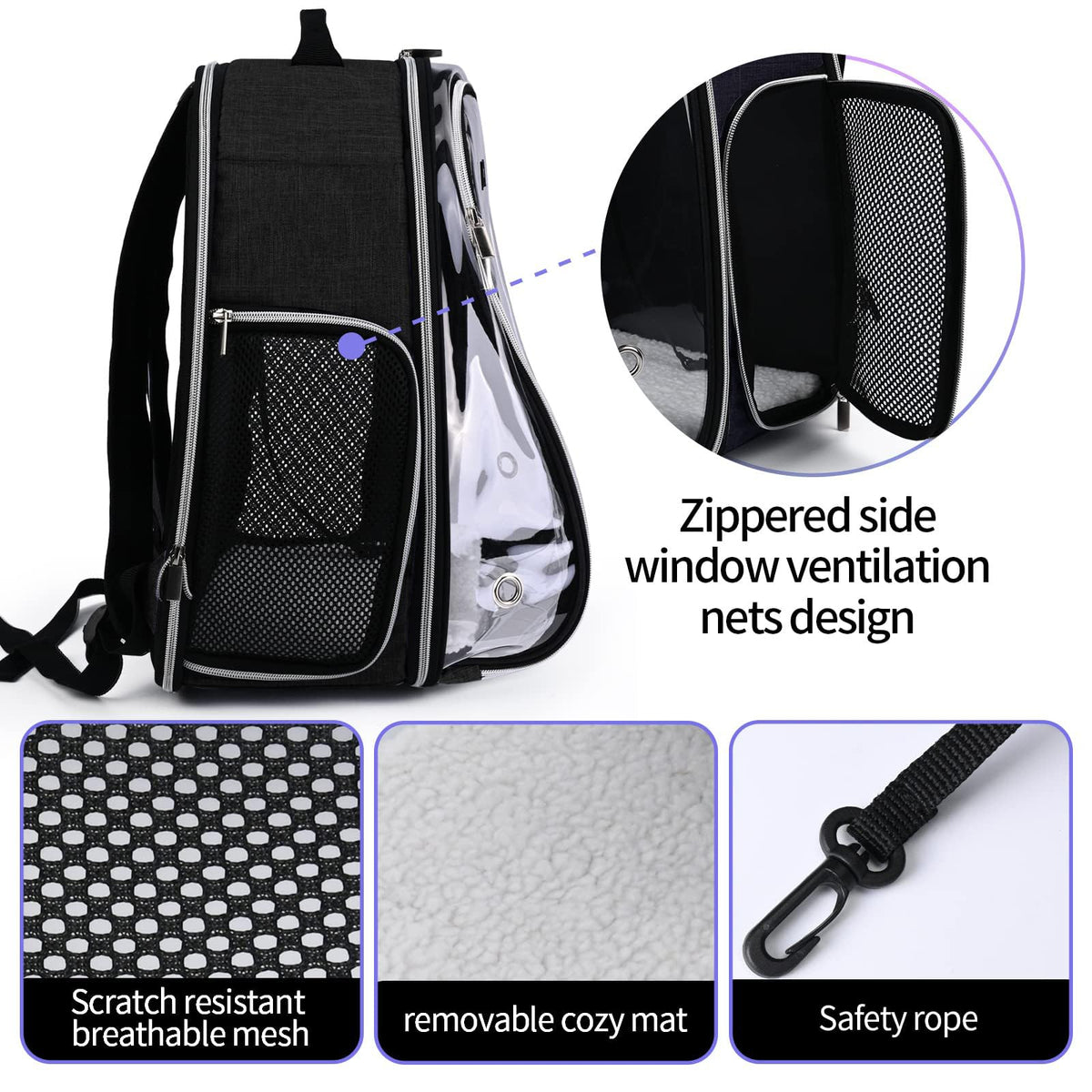 Cat Carrier Backpack Bubble 18 Lbs Black R8656